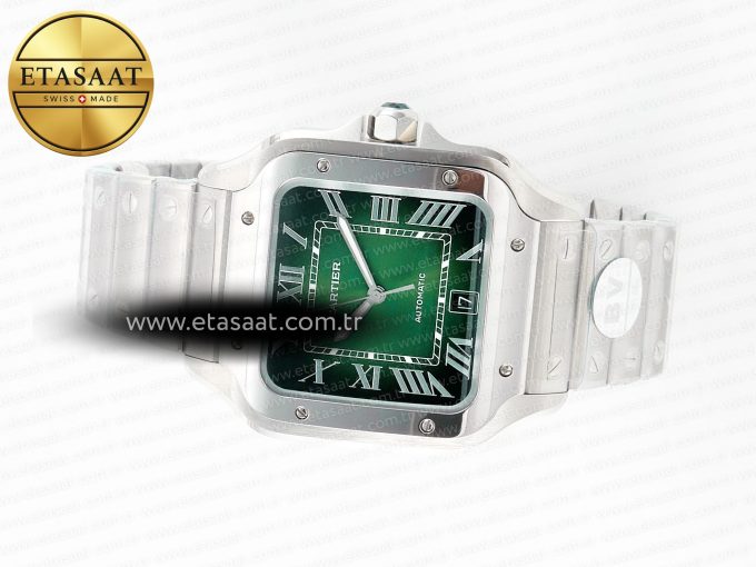 Santos de Cartier 40mm SS 2018 BVF 1:1 Best Edition Green Dial on SS SmartLinks Bracelet MIYOTA 9015 V2 - Görsel 9