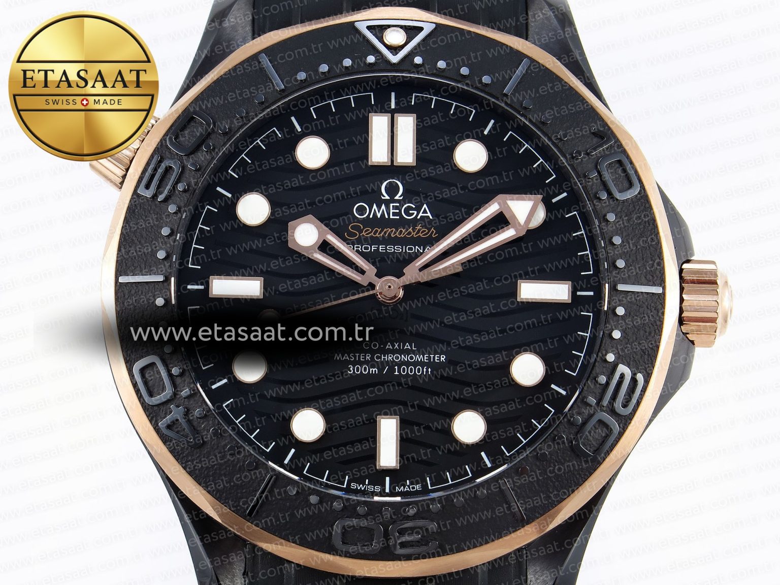 Omega SEAMASTER 300M BLACK DIAL RG BEZEL ON BLACK A8806 - Görsel 4