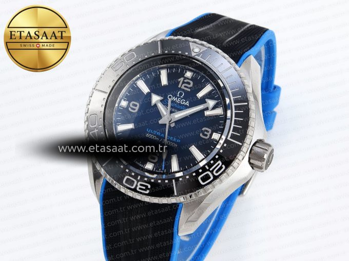 SEAMASTER PLANET OCEAN 6000M ULTRA DEEP 45.5MM SS TF 1:1 BEST EDITION BLUE DIAL BLACK BEZEL ON RUBBER STRAP A2824 - Görsel 1