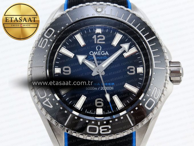 SEAMASTER PLANET OCEAN 6000M ULTRA DEEP 45.5MM SS TF 1:1 BEST EDITION BLUE DIAL BLACK BEZEL ON RUBBER STRAP A2824 - Görsel 4