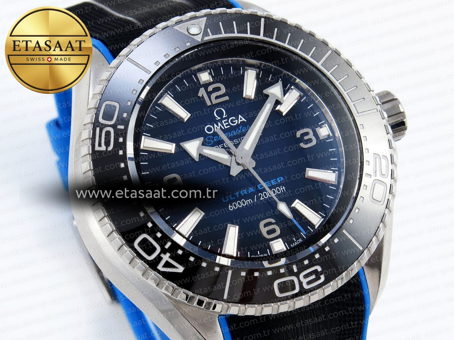 SEAMASTER PLANET OCEAN 6000M ULTRA DEEP 45.5MM SS TF 1:1 BEST EDITION BLUE DIAL BLACK BEZEL ON RUBBER STRAP A2824 - Görsel 5