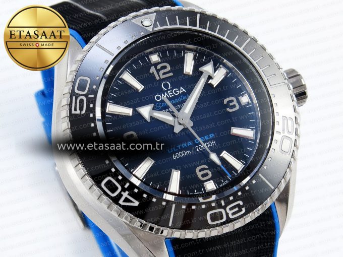 SEAMASTER PLANET OCEAN 6000M ULTRA DEEP 45.5MM SS TF 1:1 BEST EDITION BLUE DIAL BLACK BEZEL ON RUBBER STRAP A2824 - Görsel 5