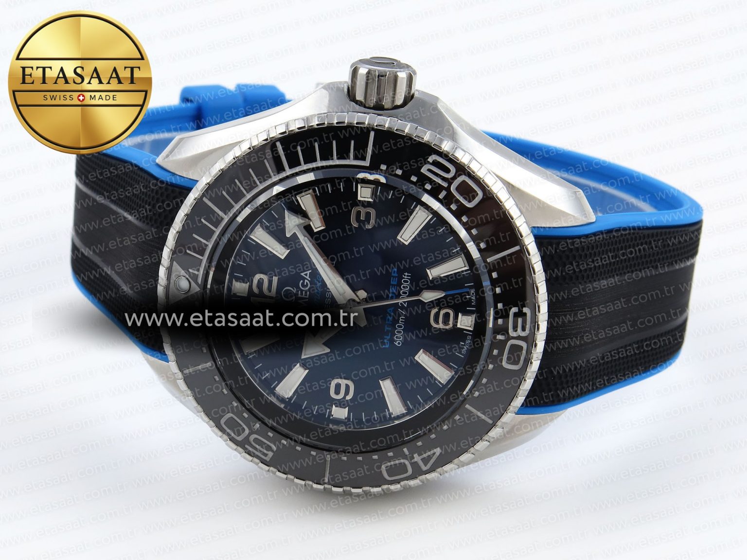 SEAMASTER PLANET OCEAN 6000M ULTRA DEEP 45.5MM SS TF 1:1 BEST EDITION BLUE DIAL BLACK BEZEL ON RUBBER STRAP A2824 - Görsel 6
