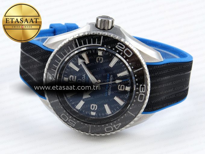 SEAMASTER PLANET OCEAN 6000M ULTRA DEEP 45.5MM SS TF 1:1 BEST EDITION BLUE DIAL BLACK BEZEL ON RUBBER STRAP A2824 - Görsel 6