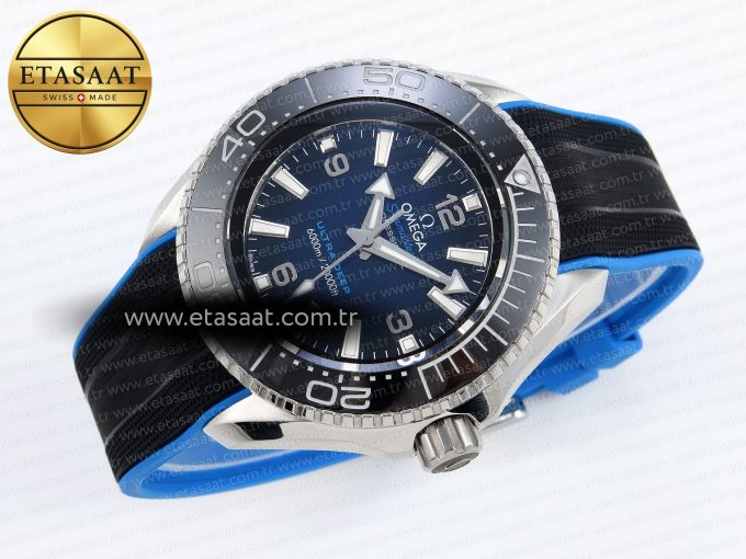 SEAMASTER PLANET OCEAN 6000M ULTRA DEEP 45.5MM SS TF 1:1 BEST EDITION BLUE DIAL BLACK BEZEL ON RUBBER STRAP A2824 - Görsel 7