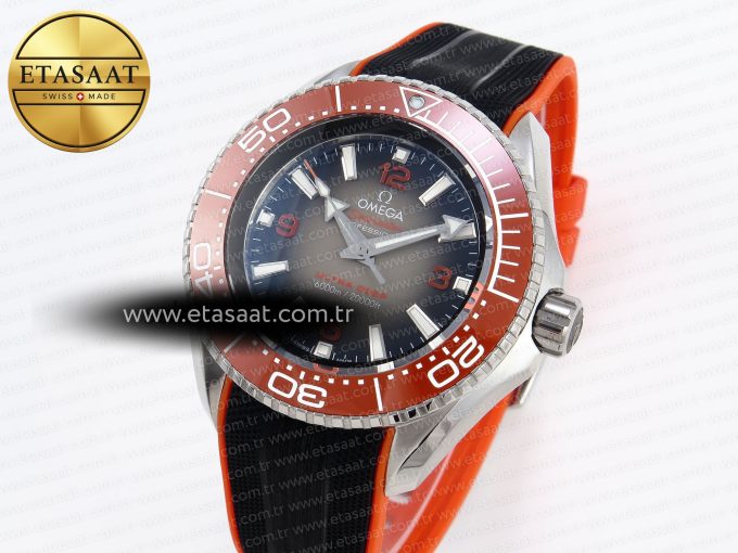 SEAMASTER PLANET OCEAN 6000M ULTRA DEEP 45.5MM SS TF 1:1 BEST EDITION GRAY DIAL ORANGE BEZEL ON RUBBER STRAP A2824 - Görsel 2