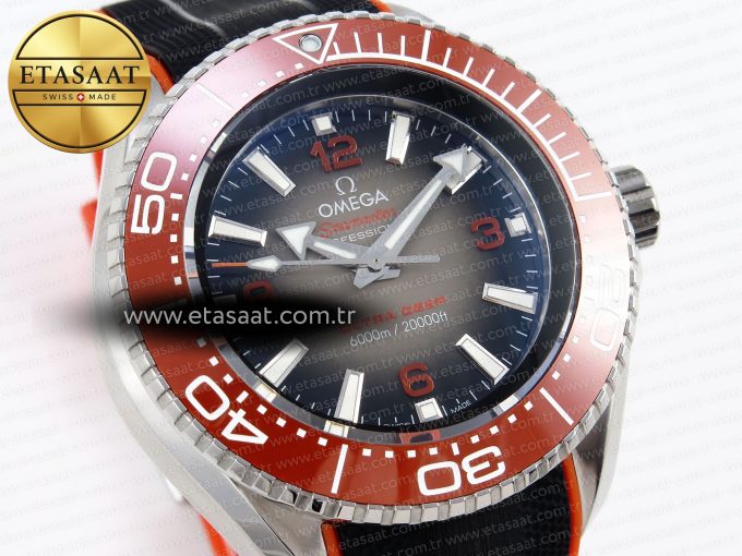 SEAMASTER PLANET OCEAN 6000M ULTRA DEEP 45.5MM SS TF 1:1 BEST EDITION GRAY DIAL ORANGE BEZEL ON RUBBER STRAP A2824 - Görsel 5