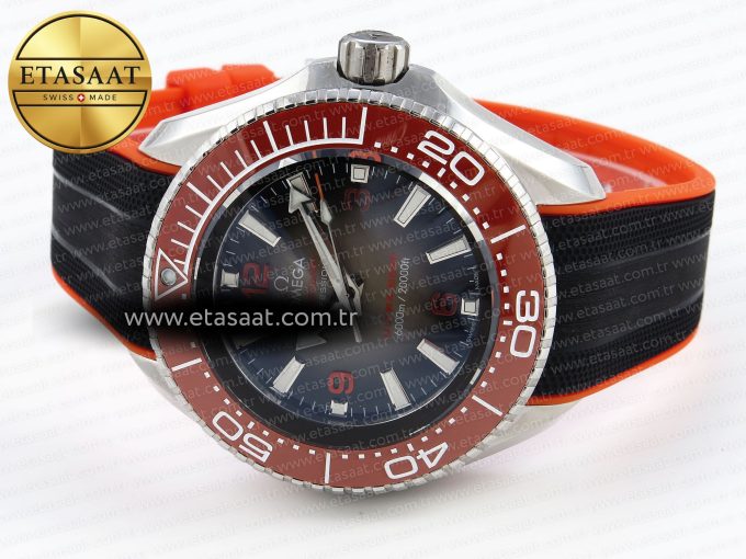 SEAMASTER PLANET OCEAN 6000M ULTRA DEEP 45.5MM SS TF 1:1 BEST EDITION GRAY DIAL ORANGE BEZEL ON RUBBER STRAP A2824 - Görsel 6
