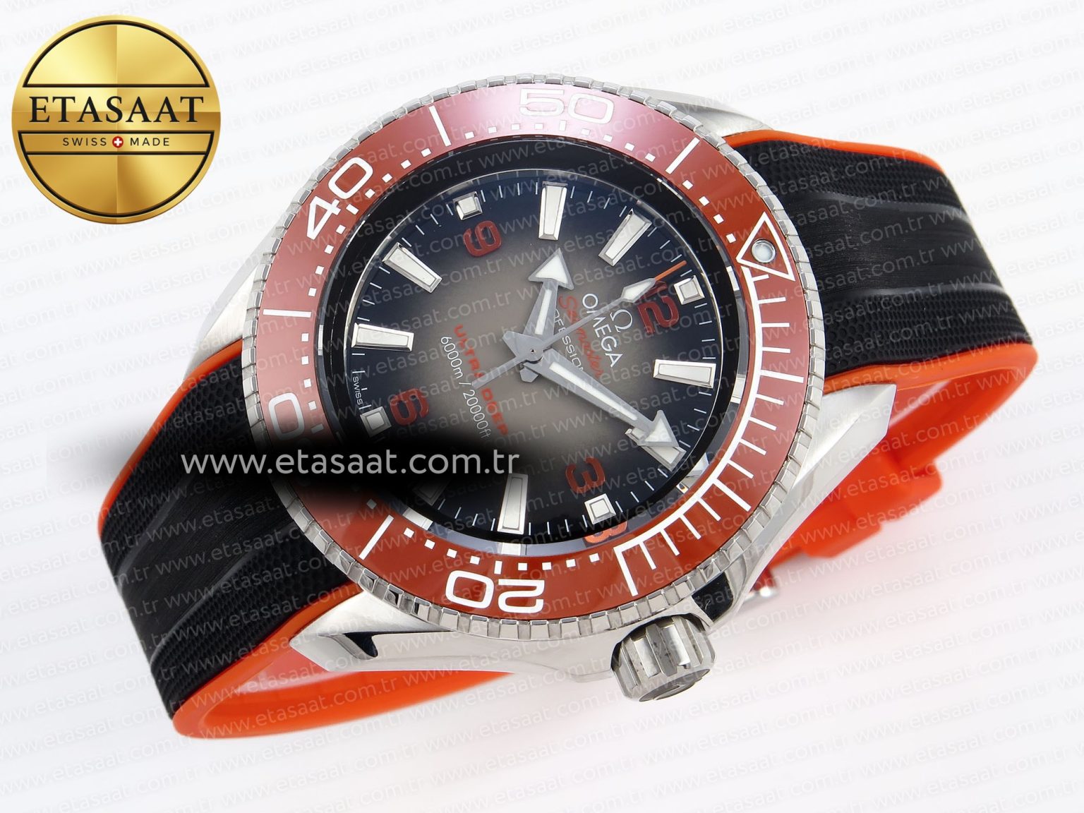 SEAMASTER PLANET OCEAN 6000M ULTRA DEEP 45.5MM SS TF 1:1 BEST EDITION GRAY DIAL ORANGE BEZEL ON RUBBER STRAP A2824 - Görsel 7