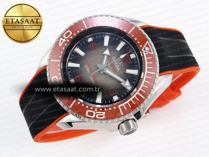 SEAMASTER PLANET OCEAN 6000M ULTRA DEEP 45.5MM SS TF 1:1 BEST EDITION GRAY DIAL ORANGE BEZEL ON RUBBER STRAP A2824 - Görsel 7