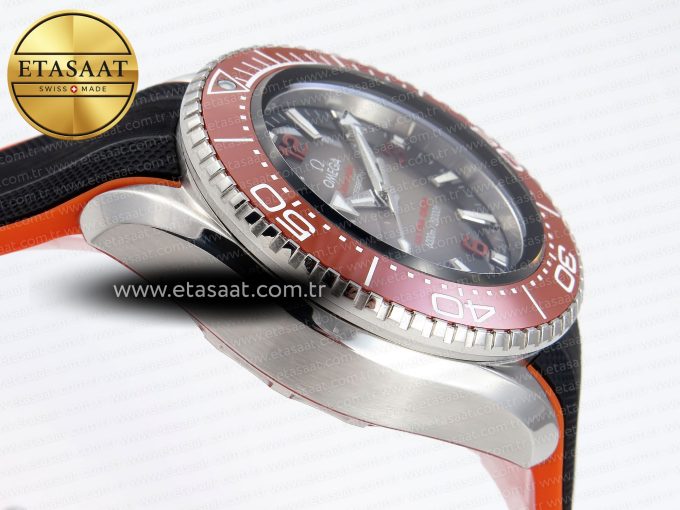 SEAMASTER PLANET OCEAN 6000M ULTRA DEEP 45.5MM SS TF 1:1 BEST EDITION GRAY DIAL ORANGE BEZEL ON RUBBER STRAP A2824 - Görsel 9