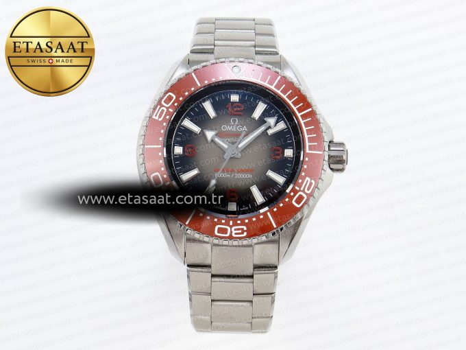 SEAMASTER PLANET OCEAN 6000M ULTRA DEEP 45.5MM SS TF 1:1 BEST EDITION GRAY DIAL ORANGE BEZEL ON SS BRACELET A2824 - Görsel 3