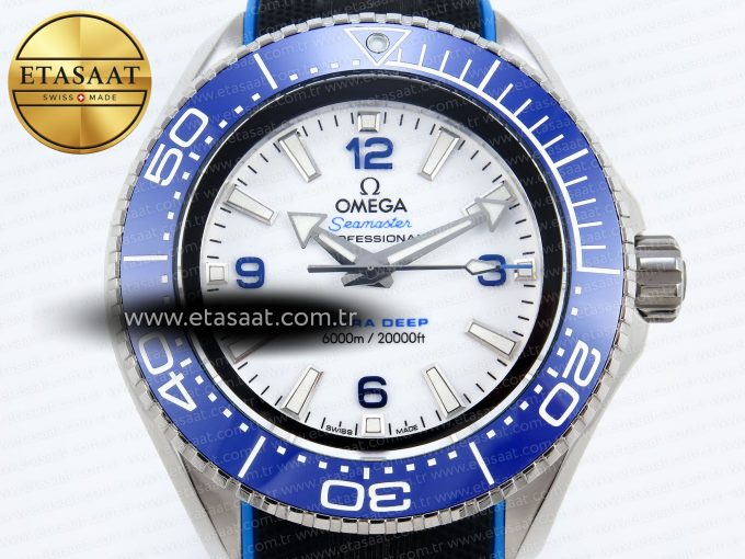 SEAMASTER PLANET OCEAN 6000M ULTRA DEEP 45.5MM SS TF 1:1 BEST EDITION WHITE DIAL BLUE BEZEL ON RUBBER STRAP A2824 - Görsel 4