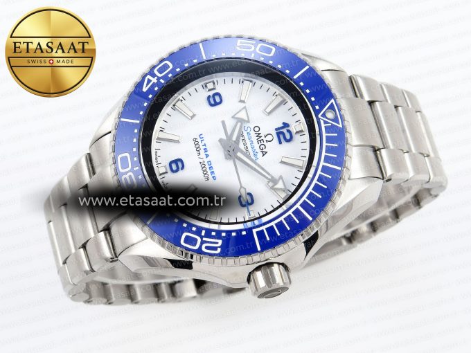 SEAMASTER PLANET OCEAN 6000M ULTRA DEEP 45.5MM SS TF 1:1 BEST EDITION WHITE DIAL BLUE BEZEL ON SS BRACELET A2824 - Görsel 7