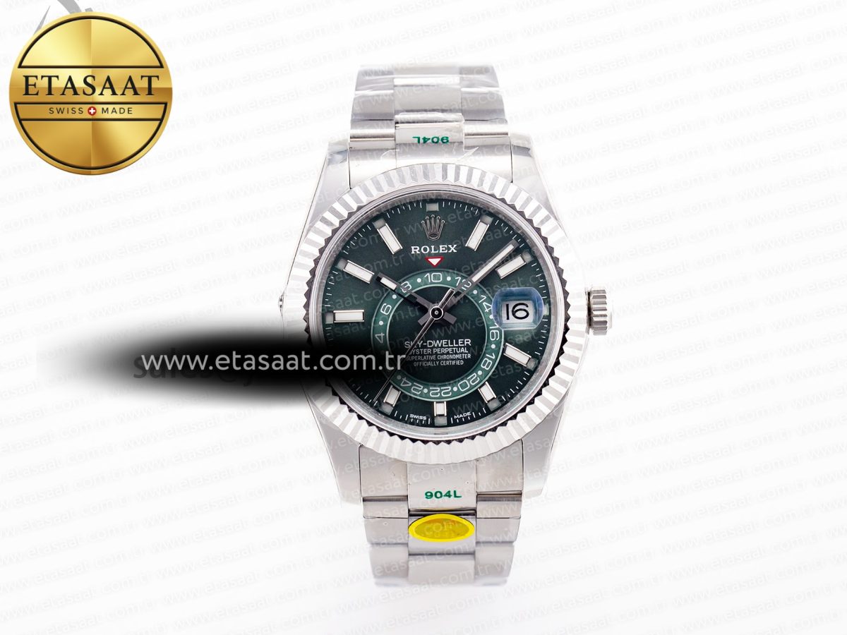 Sky-Dweller 326934 904L SS ZF 1:1 Best Edition Green Dial on SS Bracelet A2824 - Görsel 3