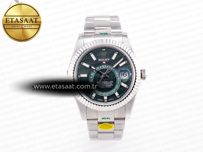 Sky-Dweller 326934 904L SS ZF 1:1 Best Edition Green Dial on SS Bracelet A2824 - Görsel 3