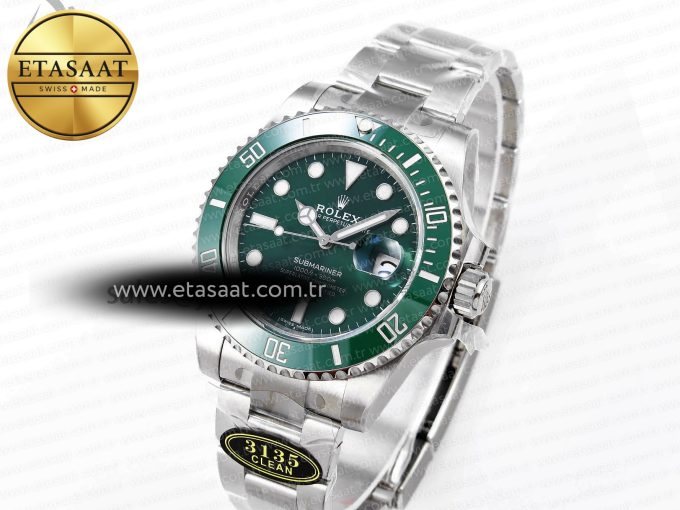 Submariner 116610 LV Green Ceramic Clean 904L 1:1 Best Edition on SS Bracelet VS3135 - Görsel 1