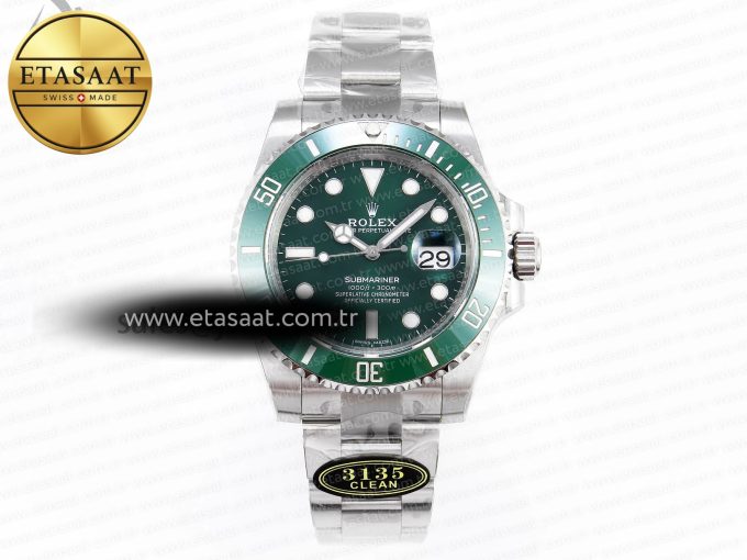 Submariner 116610 LV Green Ceramic Clean 904L 1:1 Best Edition on SS Bracelet VS3135 - Görsel 3