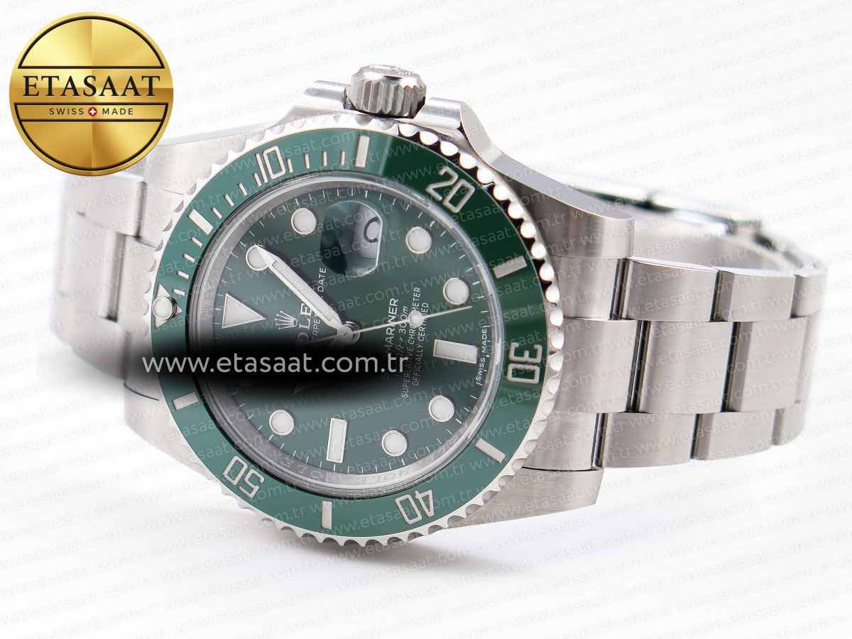 Rolex SUBMARINER 116610 LV GREEN CERAMIC 904L SS CASE AND BRACELET VS3135 - Görsel 7
