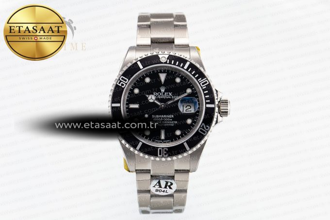 Submariner 16610 LN Black Bezel 904L Steel Rehaut SS ARF 1:1 Best Edition on SS Bracelet SH3135 - Görsel 3