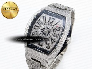 Vanguard SS Black Full Diamonds ABF Best Edition Diamonds Blue Dial on Diamonds Bracelet A2824