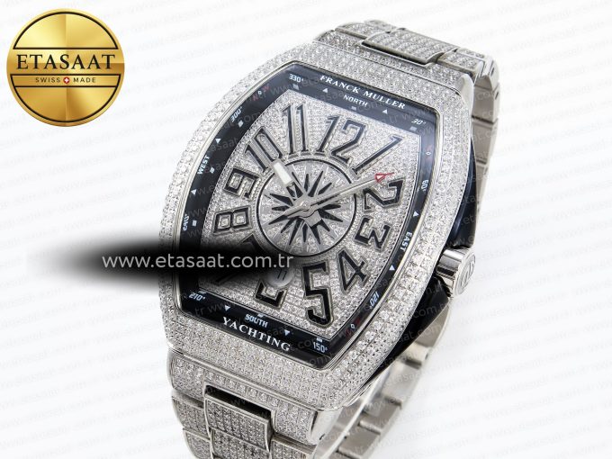 Vanguard SS Black Full Diamonds ABF Best Edition Diamonds Blue Dial on Diamonds Bracelet A2824 - Görsel 2