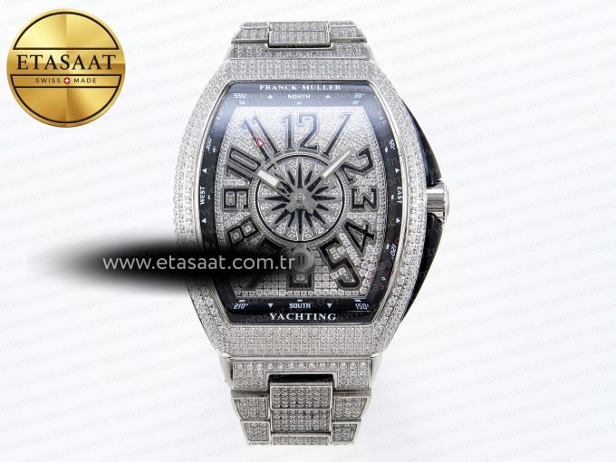 Vanguard SS Black Full Diamonds ABF Best Edition Diamonds Blue Dial on Diamonds Bracelet A2824 - Görsel 3