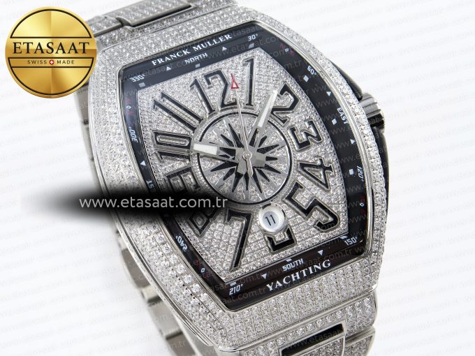 Vanguard SS Black Full Diamonds ABF Best Edition Diamonds Blue Dial on Diamonds Bracelet A2824 - Görsel 5