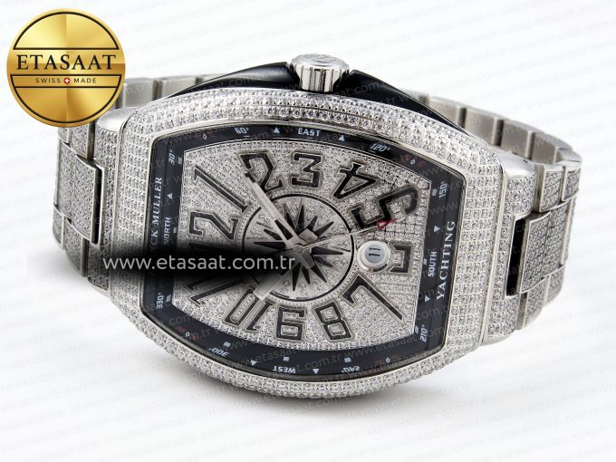 Vanguard SS Black Full Diamonds ABF Best Edition Diamonds Blue Dial on Diamonds Bracelet A2824 - Görsel 6
