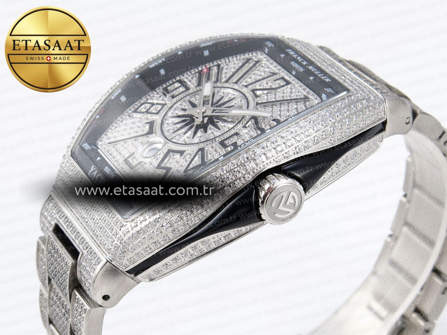 Vanguard SS Black Full Diamonds ABF Best Edition Diamonds Blue Dial on Diamonds Bracelet A2824 - Görsel 8