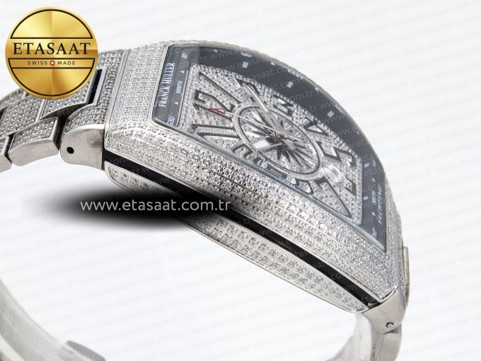 Vanguard SS Black Full Diamonds ABF Best Edition Diamonds Blue Dial on Diamonds Bracelet A2824 - Görsel 9
