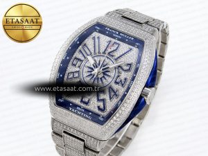 Vanguard SS Blue Full Diamonds ABF Best Edition Diamonds Blue Dial on Diamonds Bracelet A2824 - Görsel 2