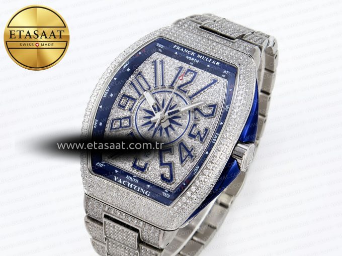 Vanguard SS Blue Full Diamonds ABF Best Edition Diamonds Blue Dial on Diamonds Bracelet A2824 - Görsel 2
