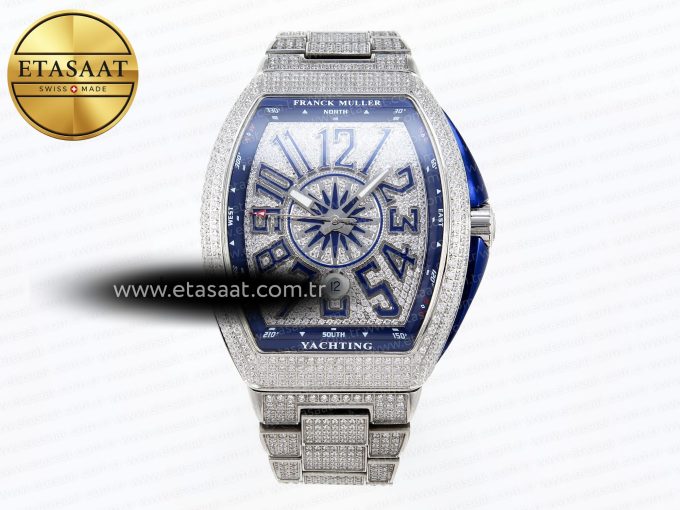 Vanguard SS Blue Full Diamonds ABF Best Edition Diamonds Blue Dial on Diamonds Bracelet A2824 - Görsel 3