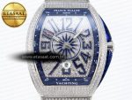 Vanguard SS Blue Full Diamonds ABF Best Edition Diamonds Blue Dial on Diamonds Bracelet A2824 - Görsel 4
