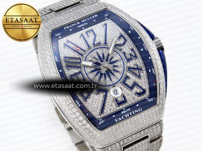 Vanguard SS Blue Full Diamonds ABF Best Edition Diamonds Blue Dial on Diamonds Bracelet A2824 - Görsel 5