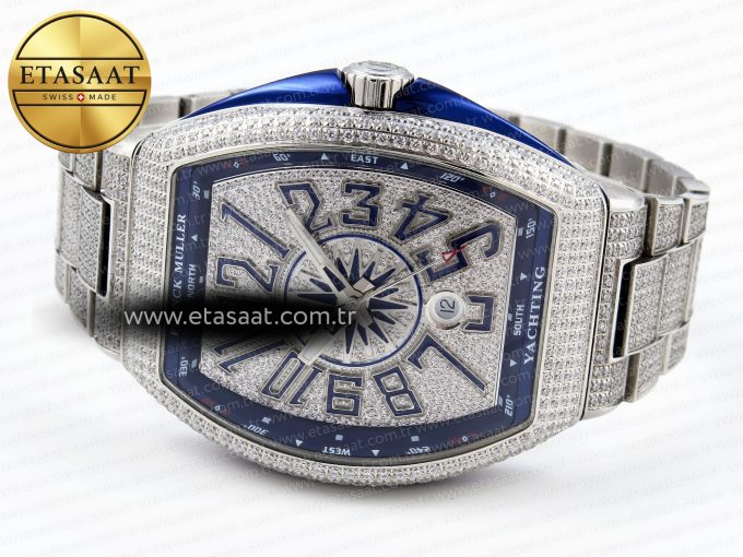 Vanguard SS Blue Full Diamonds ABF Best Edition Diamonds Blue Dial on Diamonds Bracelet A2824 - Görsel 6