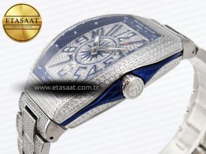 Vanguard SS Blue Full Diamonds ABF Best Edition Diamonds Blue Dial on Diamonds Bracelet A2824 - Görsel 8