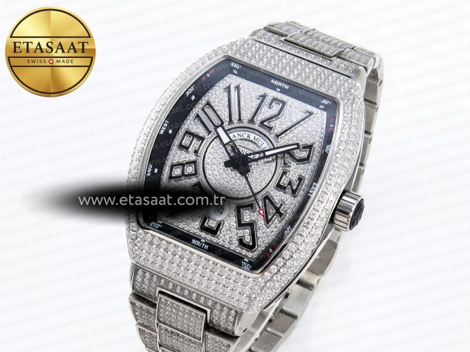 Vanguard SS Full Diamonds ABF Best Edition Diamonds Black Dial on Diamonds Bracelet A2824 - Görsel 2