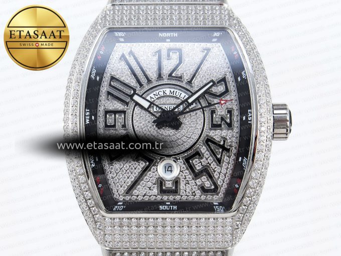 Vanguard SS Full Diamonds ABF Best Edition Diamonds Black Dial on Diamonds Bracelet A2824 - Görsel 4