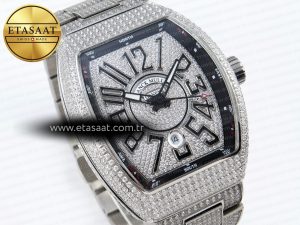 Vanguard SS Full Diamonds ABF Best Edition Diamonds Black Dial on Diamonds Bracelet A2824 - Görsel 5