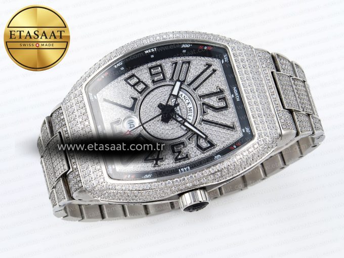 Vanguard SS Full Diamonds ABF Best Edition Diamonds Black Dial on Diamonds Bracelet A2824 - Görsel 6