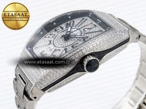 Vanguard SS Full Diamonds ABF Best Edition Diamonds Black Dial on Diamonds Bracelet A2824 - Görsel 8
