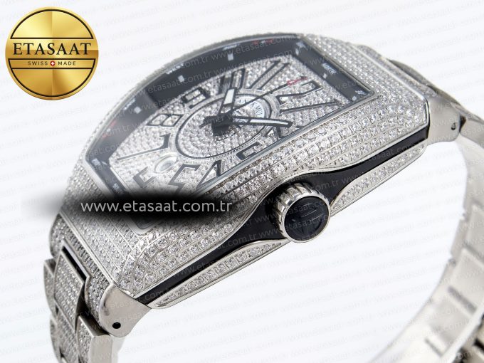 Vanguard SS Full Diamonds ABF Best Edition Diamonds Black Dial on Diamonds Bracelet A2824 - Görsel 8
