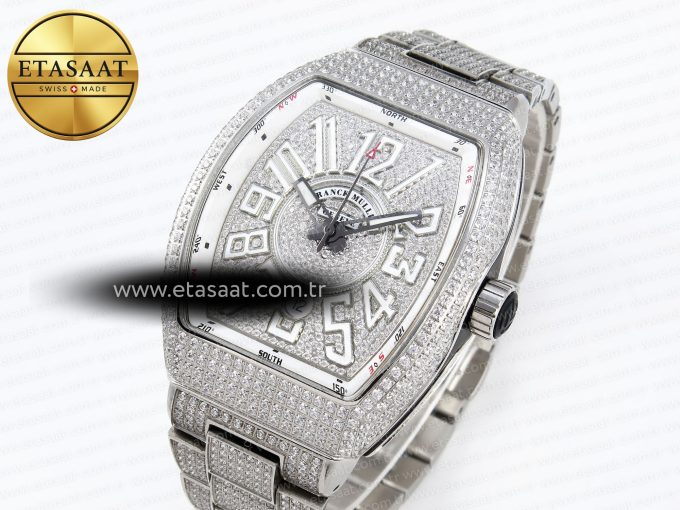 Vanguard SS Full Diamonds ABF Best Edition Diamonds White Dial on Diamonds Bracelet A2824 - Görsel 2