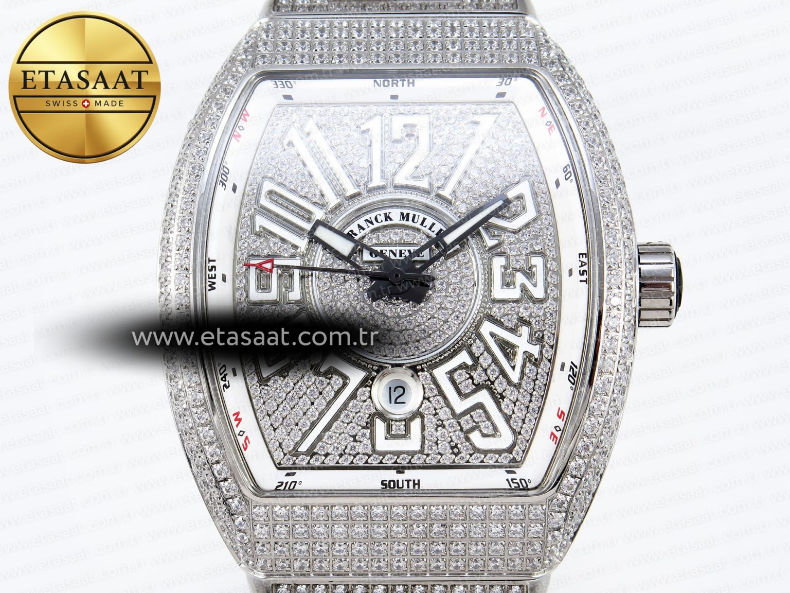 Vanguard SS Full Diamonds ABF Best Edition Diamonds White Dial on Diamonds Bracelet A2824 - Görsel 4