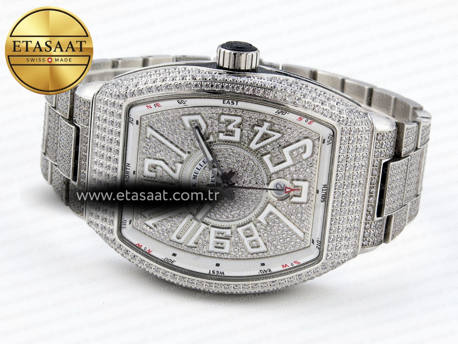 Vanguard SS Full Diamonds ABF Best Edition Diamonds White Dial on Diamonds Bracelet A2824 - Görsel 6