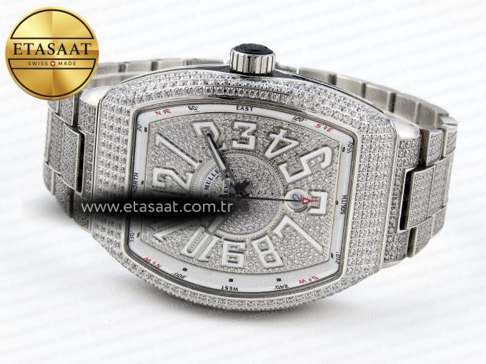 Vanguard SS Full Diamonds ABF Best Edition Diamonds White Dial on Diamonds Bracelet A2824 - Görsel 6