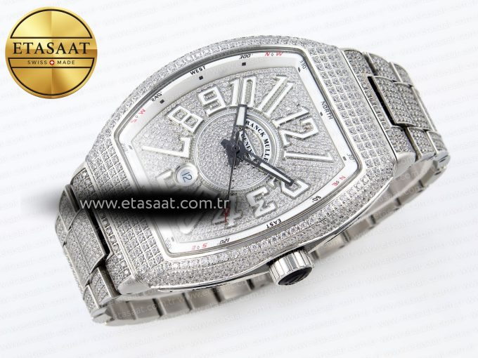 Vanguard SS Full Diamonds ABF Best Edition Diamonds White Dial on Diamonds Bracelet A2824 - Görsel 7