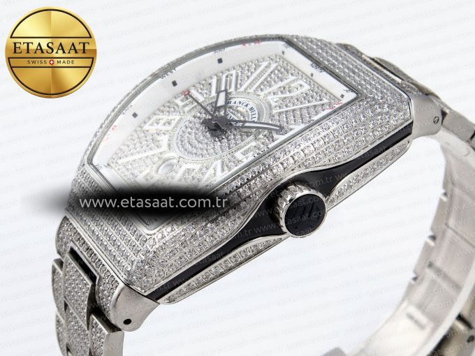 Vanguard SS Full Diamonds ABF Best Edition Diamonds White Dial on Diamonds Bracelet A2824 - Görsel 8